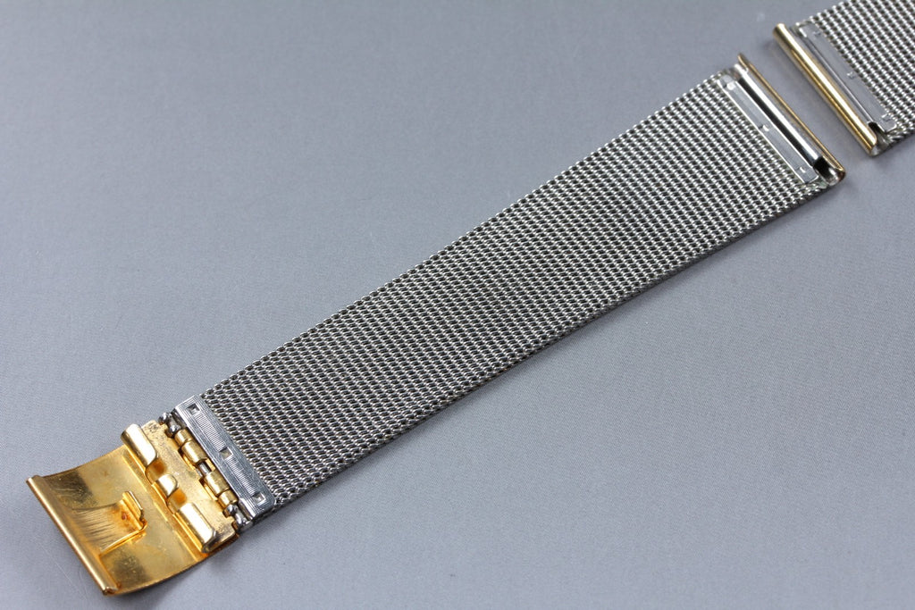 Near MINT OMEGA Milanese/Mesh Band 2058 19mm Gold Plated Bracelet Men's Vintage