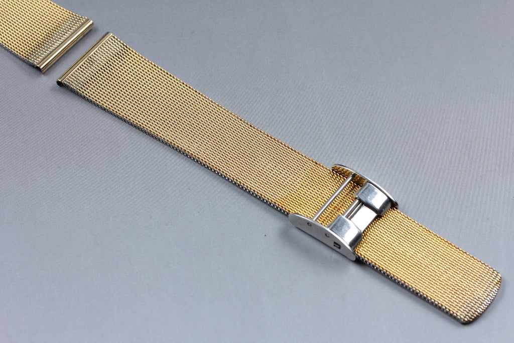 Near MINT OMEGA Milanese/Mesh Band 2058 19mm Gold Plated Bracelet Men's Vintage