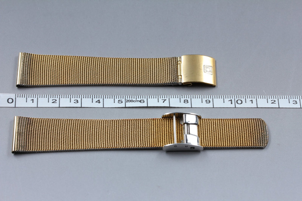 Near MINT OMEGA Milanese/Mesh Band 2058 19mm Gold Plated Bracelet Men's Vintage