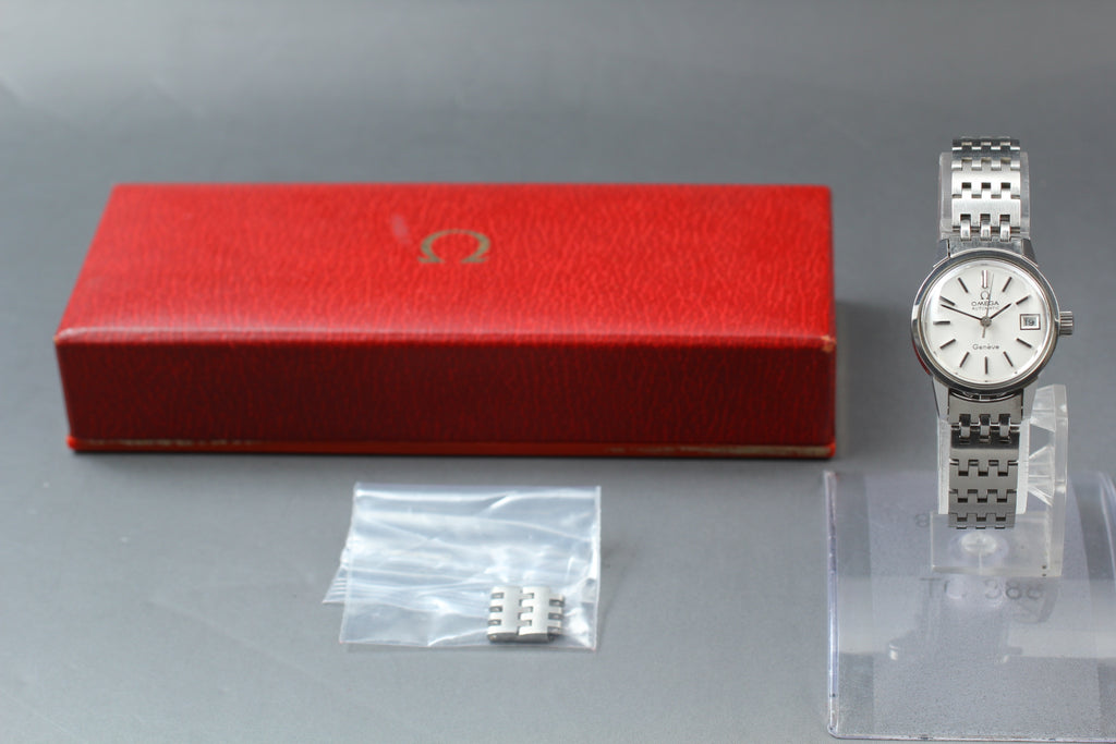 1973 Near MINT/Box OMEGA Geneve 22mm 566.0045 Automatic White Dial Women Vintage
