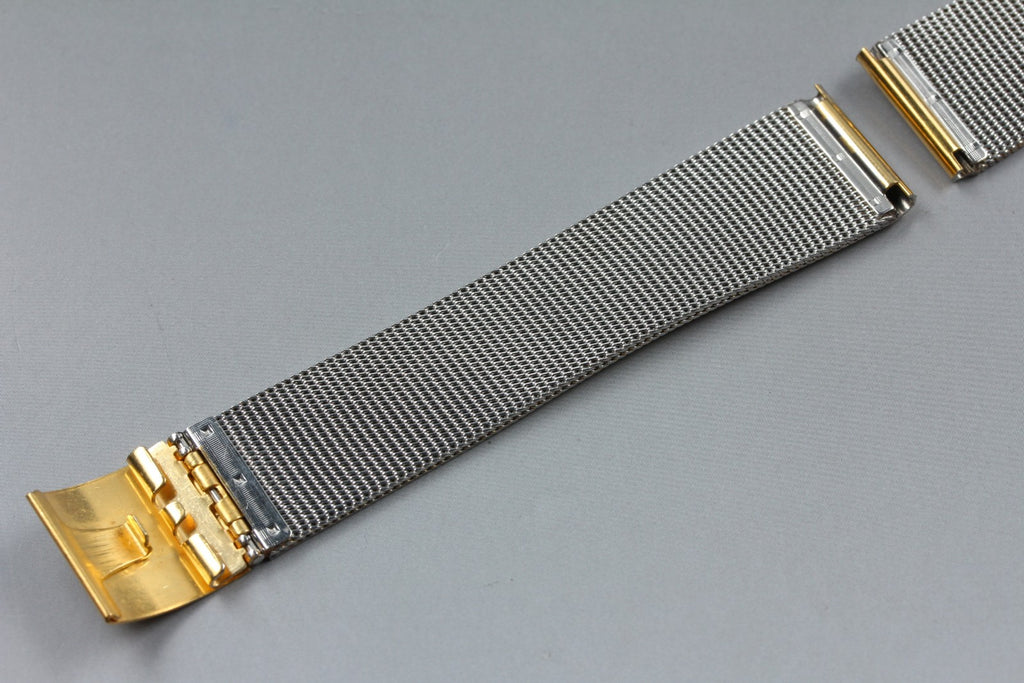 Near MINT OMEGA Milanese/Mesh Band 2057 18mm Gold Plated Bracelet Men's Vintage