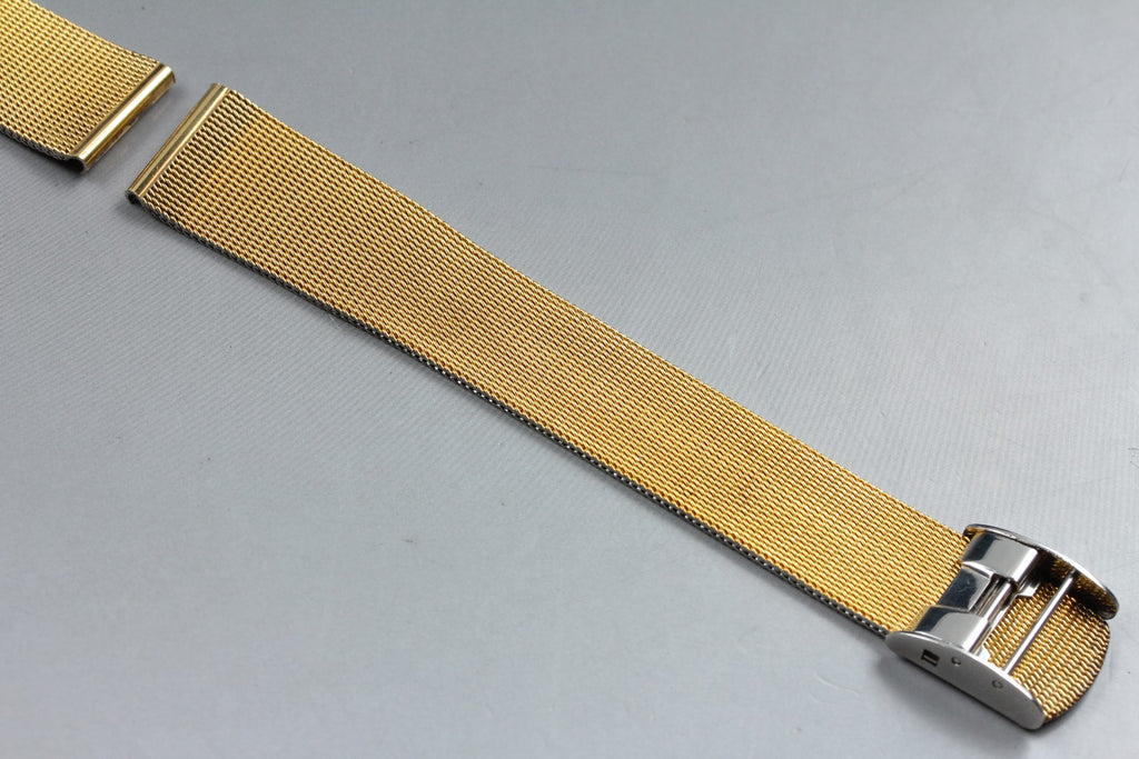 Near MINT OMEGA Milanese/Mesh Band 2057 18mm Gold Plated Bracelet Men's Vintage