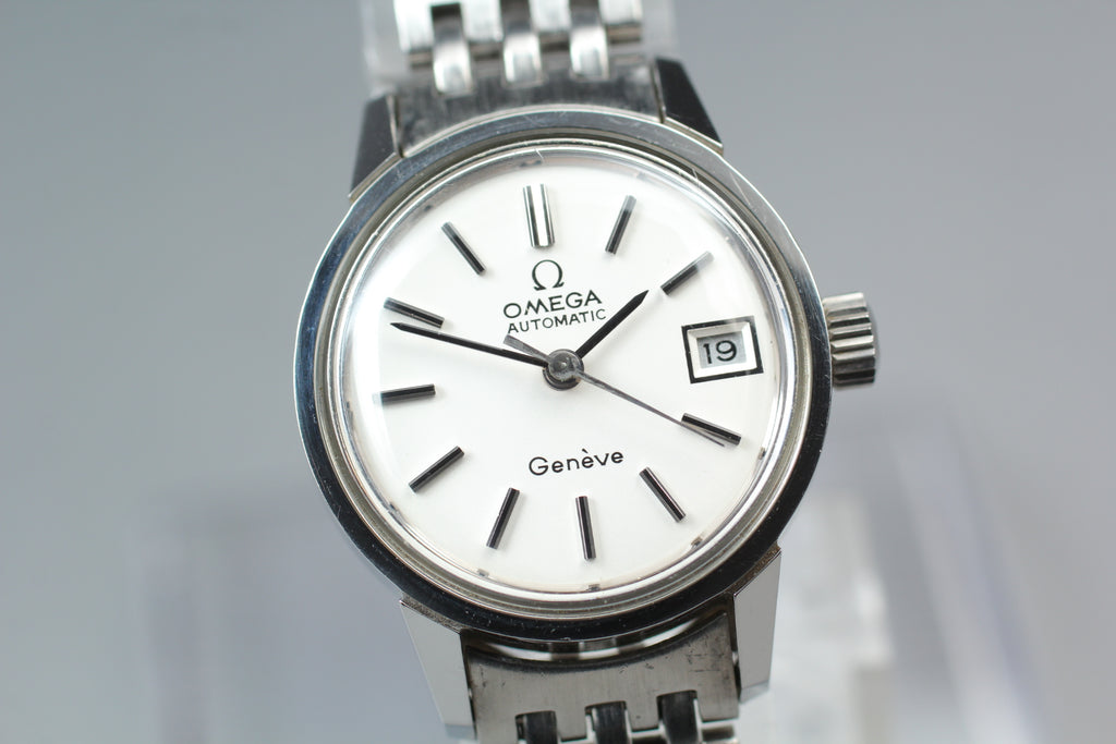 1973 Near MINT/Box OMEGA Geneve 22mm 566.0045 Automatic White Dial Women Vintage