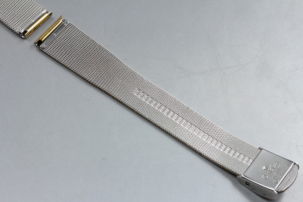 Near MINT OMEGA Milanese/Mesh Band 2057 18mm Gold Plated Bracelet Men's Vintage