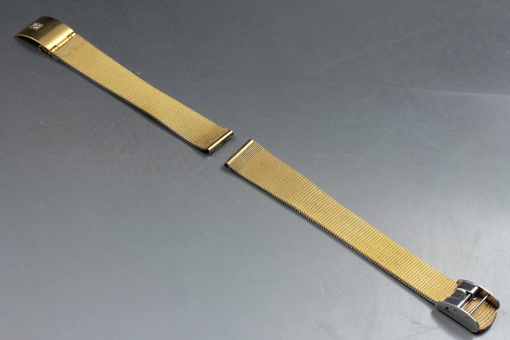 Near MINT OMEGA Milanese/Mesh Band 2057 18mm Gold Plated Bracelet Men's Vintage