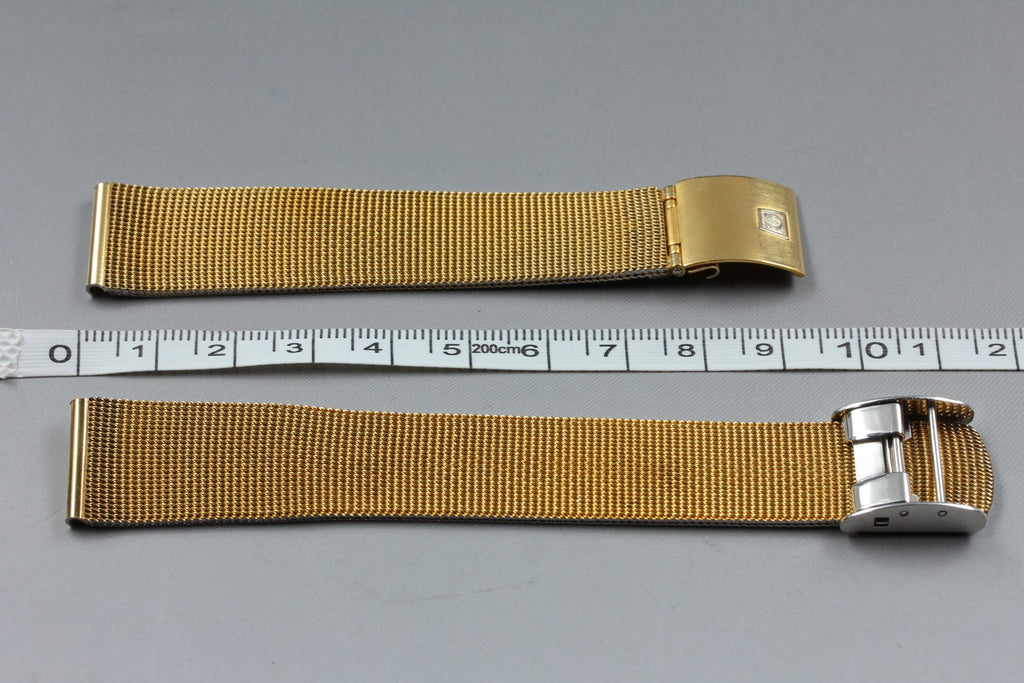 Near MINT OMEGA Milanese/Mesh Band 2057 18mm Gold Plated Bracelet Men's Vintage