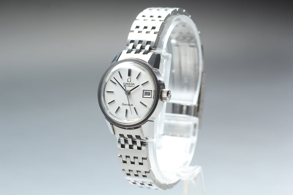 1973 Near MINT/Box OMEGA Geneve 22mm 566.0045 Automatic White Dial Women Vintage