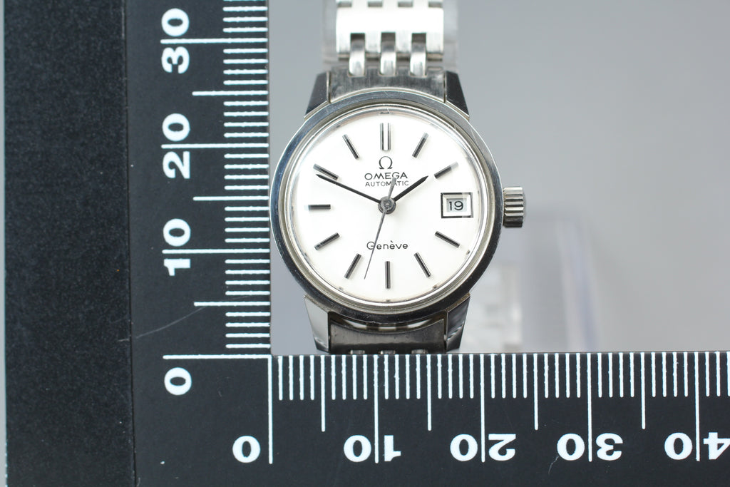 1973 Near MINT/Box OMEGA Geneve 22mm 566.0045 Automatic White Dial Women Vintage