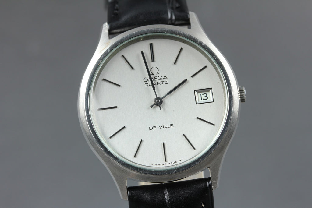 1973 Near MINT OMEGA De Ville 35mm 192.0027 Quartz Silver Dial Men's Vintage