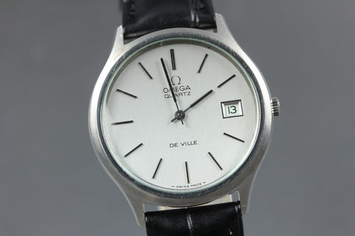 1973 Near MINT OMEGA De Ville 35mm 192.0027 Quartz Silver Dial Men's Vintage