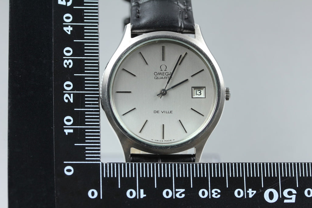 1973 Near MINT OMEGA De Ville 35mm 192.0027 Quartz Silver Dial Men's Vintage