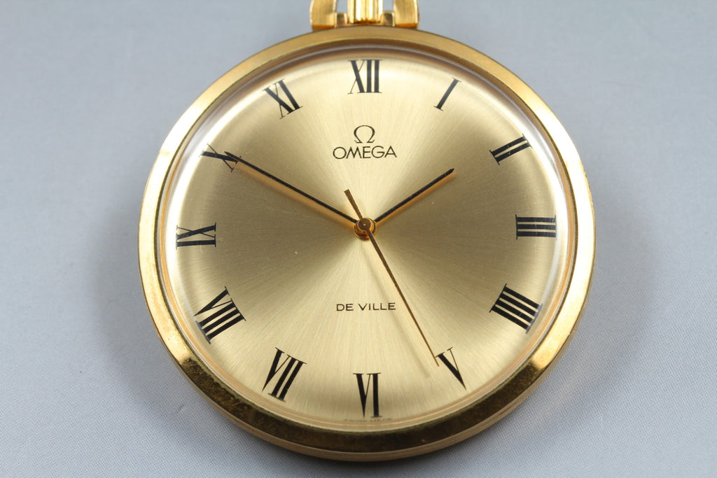 1974 Near MINT OMEGA De Ville Pocket Watch 44mm 131.1746 Manual Gold Roman Men's