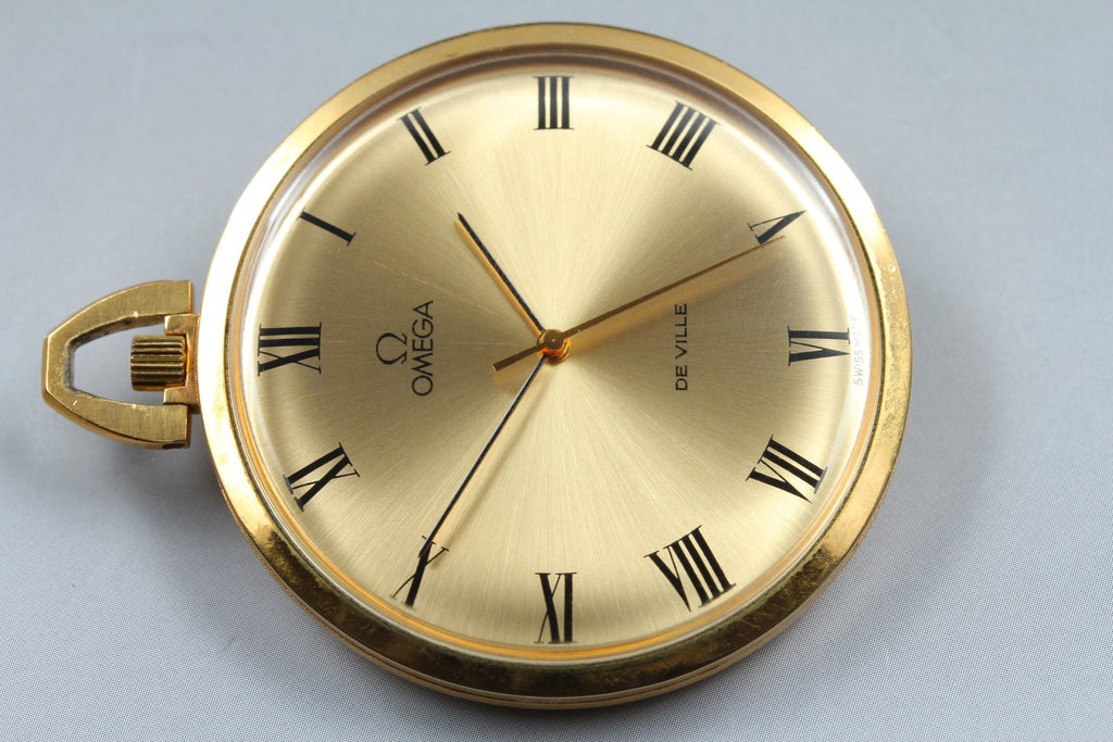 1974 Near MINT OMEGA De Ville Pocket Watch 44mm 131.1746 Manual Gold Roman Men's