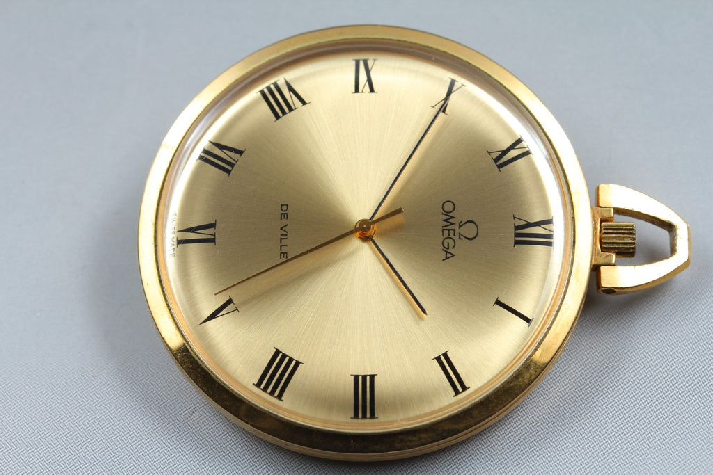1974 Near MINT OMEGA De Ville Pocket Watch 44mm 131.1746 Manual Gold Roman Men's