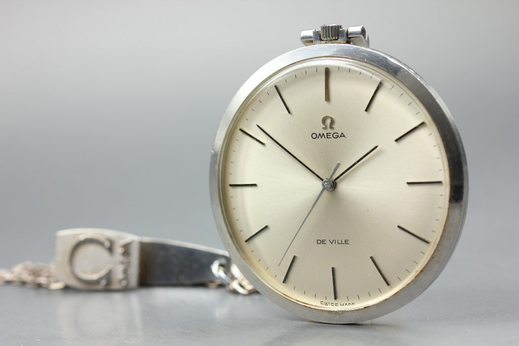 1969 Near MINT OMEGA De Ville Pocket Watch 44mm 131.1714 Manual Silver Dial Men