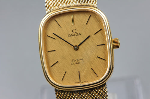 1979 Near MINT OMEGA De Ville 28mm 191.0064 Quartz Gold Dial Men's Watch Vintage