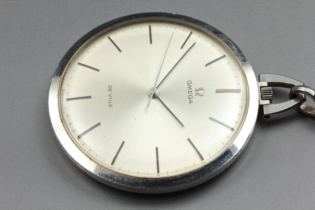 1969 Near MINT OMEGA De Ville Pocket Watch 44mm 131.1714 Manual Silver Dial Men