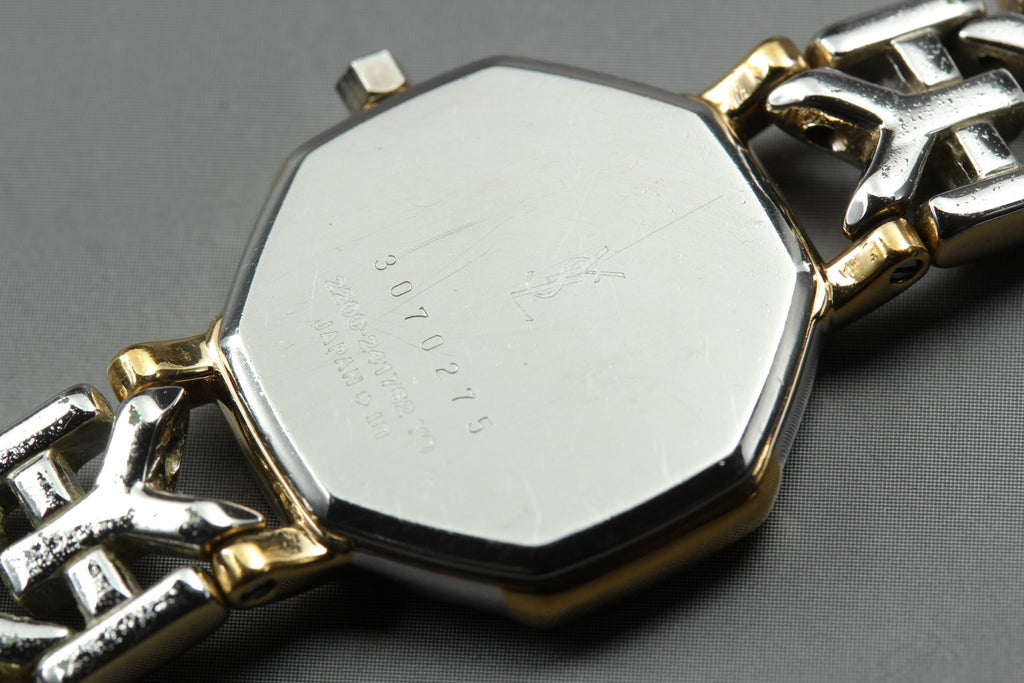 Near MINT Yves Saint Laurent 2200-241762 23mm Quartz Gold Octagon Women Vintage