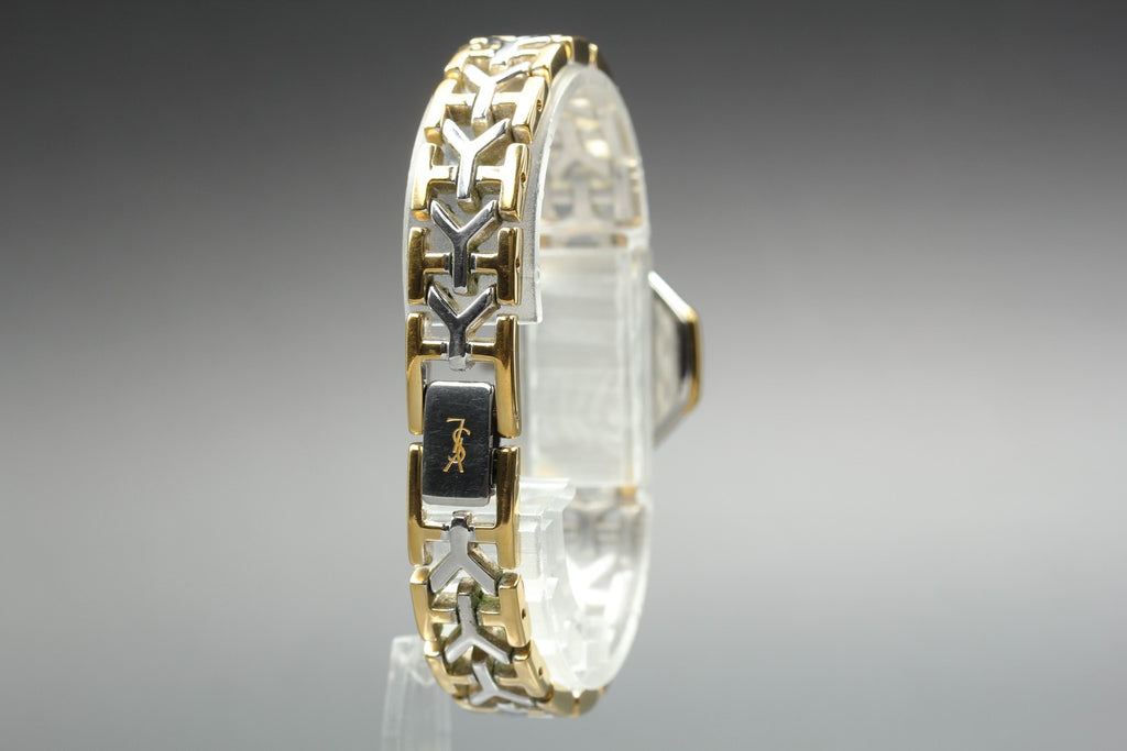 Near MINT Yves Saint Laurent 2200-241762 23mm Quartz Gold Octagon Women Vintage