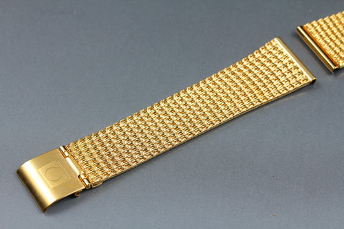 Near MINT OMEGA Milanese/Mesh Band 18mm Stainless steel Gold Plated Men Vintage