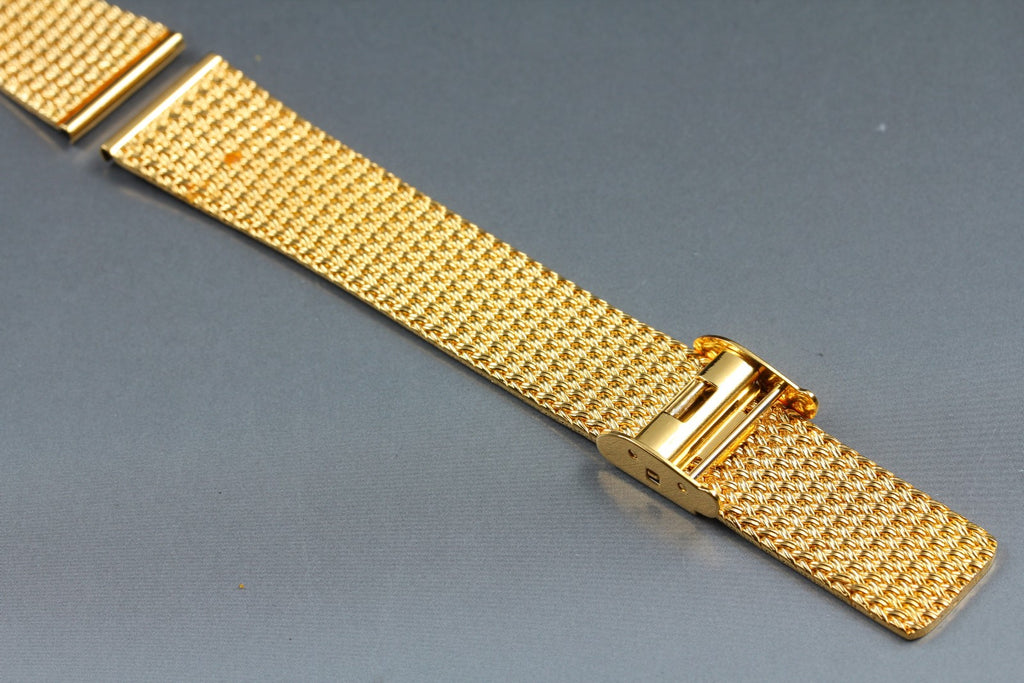 Near MINT OMEGA Milanese/Mesh Band 18mm Stainless steel Gold Plated Men Vintage