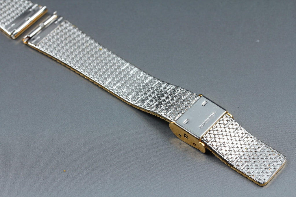 Near MINT OMEGA Milanese/Mesh Band 18mm Stainless steel Gold Plated Men Vintage