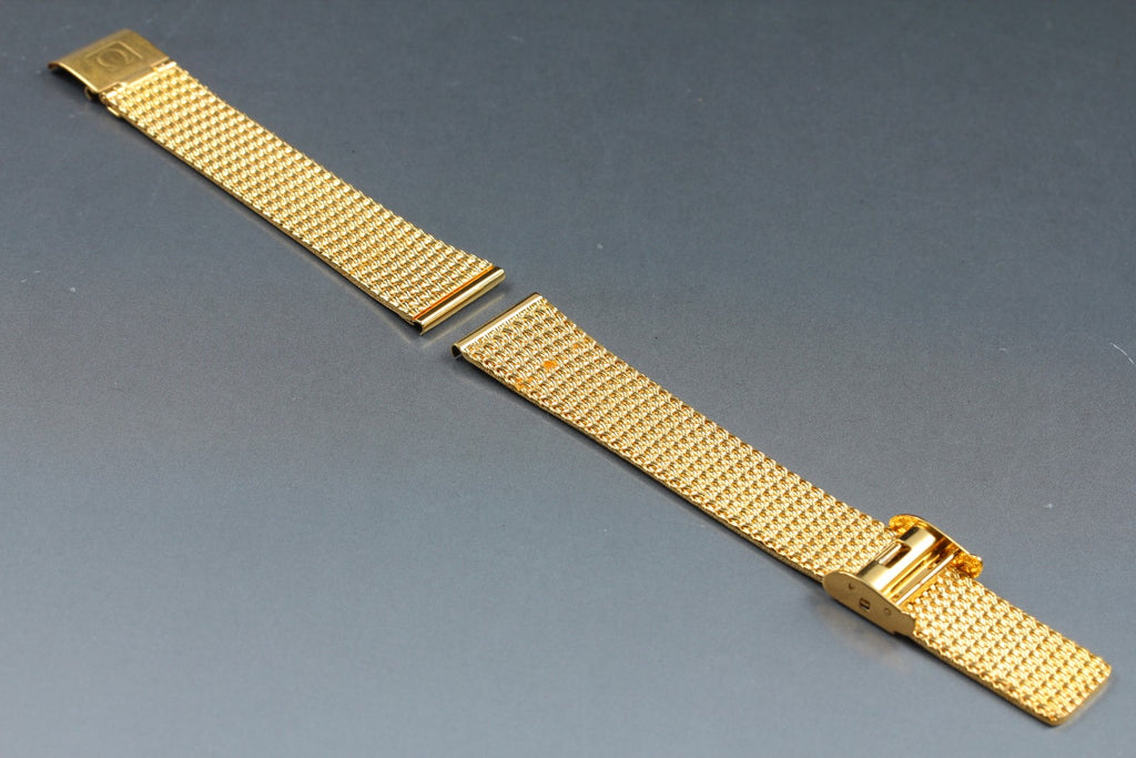Near MINT OMEGA Milanese/Mesh Band 18mm Stainless steel Gold Plated Men Vintage