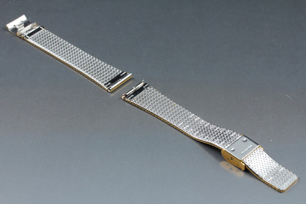 Near MINT OMEGA Milanese/Mesh Band 18mm Stainless steel Gold Plated Men Vintage