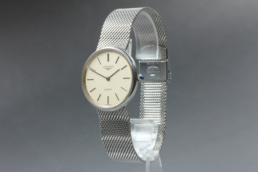 Near MINT Longines 730 4234 34mm Quartz Stainless steel Silver Dial Men Vintage