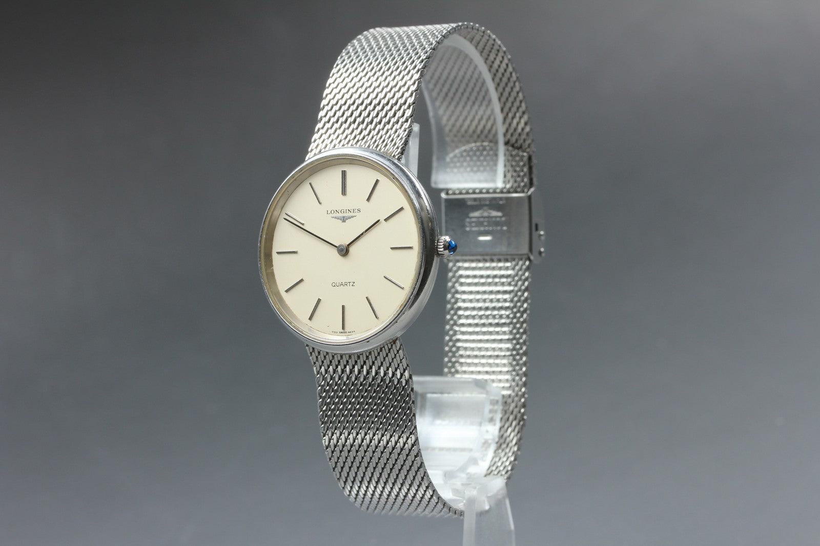 Near MINT Longines 730 4234 34mm Quartz Stainless steel Silver Dial Men Vintage