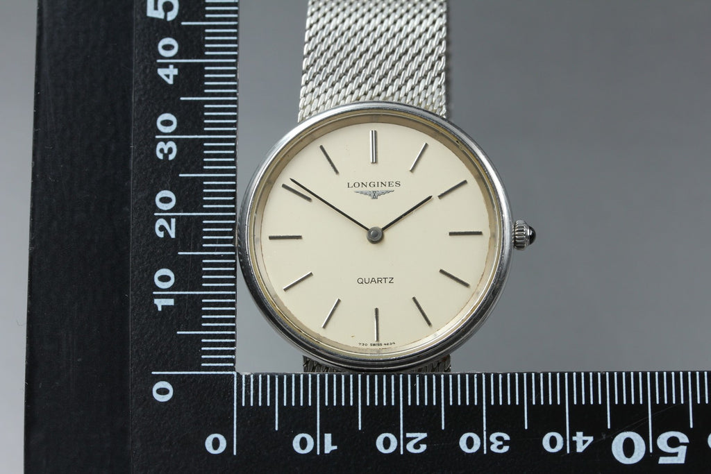 Near MINT Longines 730 4234 34mm Quartz Stainless steel Silver Dial Men Vintage