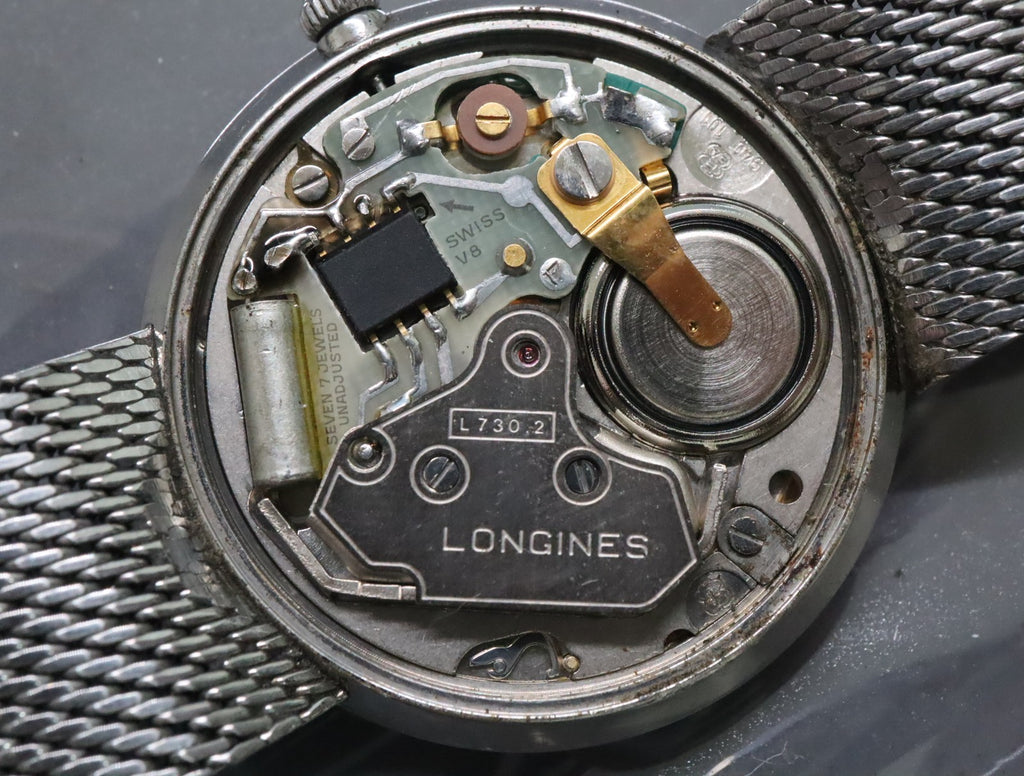 Near MINT Longines 730 4234 34mm Quartz Stainless steel Silver Dial Men Vintage