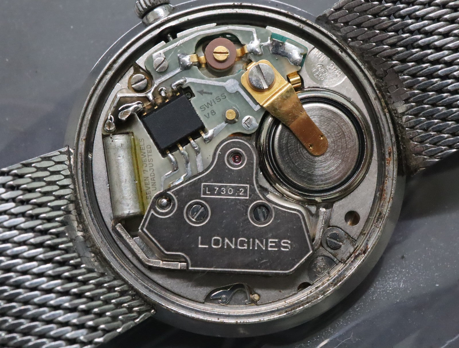 Near MINT Longines 730 4234 34mm Quartz Stainless steel Silver Dial Men Vintage