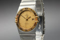 Near MINT OMEGA Constellation 32mm 396.1070 Quartz 18k Bezel Gold Men's Vintage