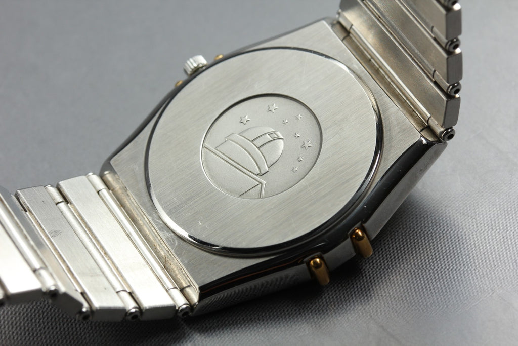 Near MINT OMEGA Constellation 32mm 396.1070 Quartz 18k Bezel Gold Men's Vintage
