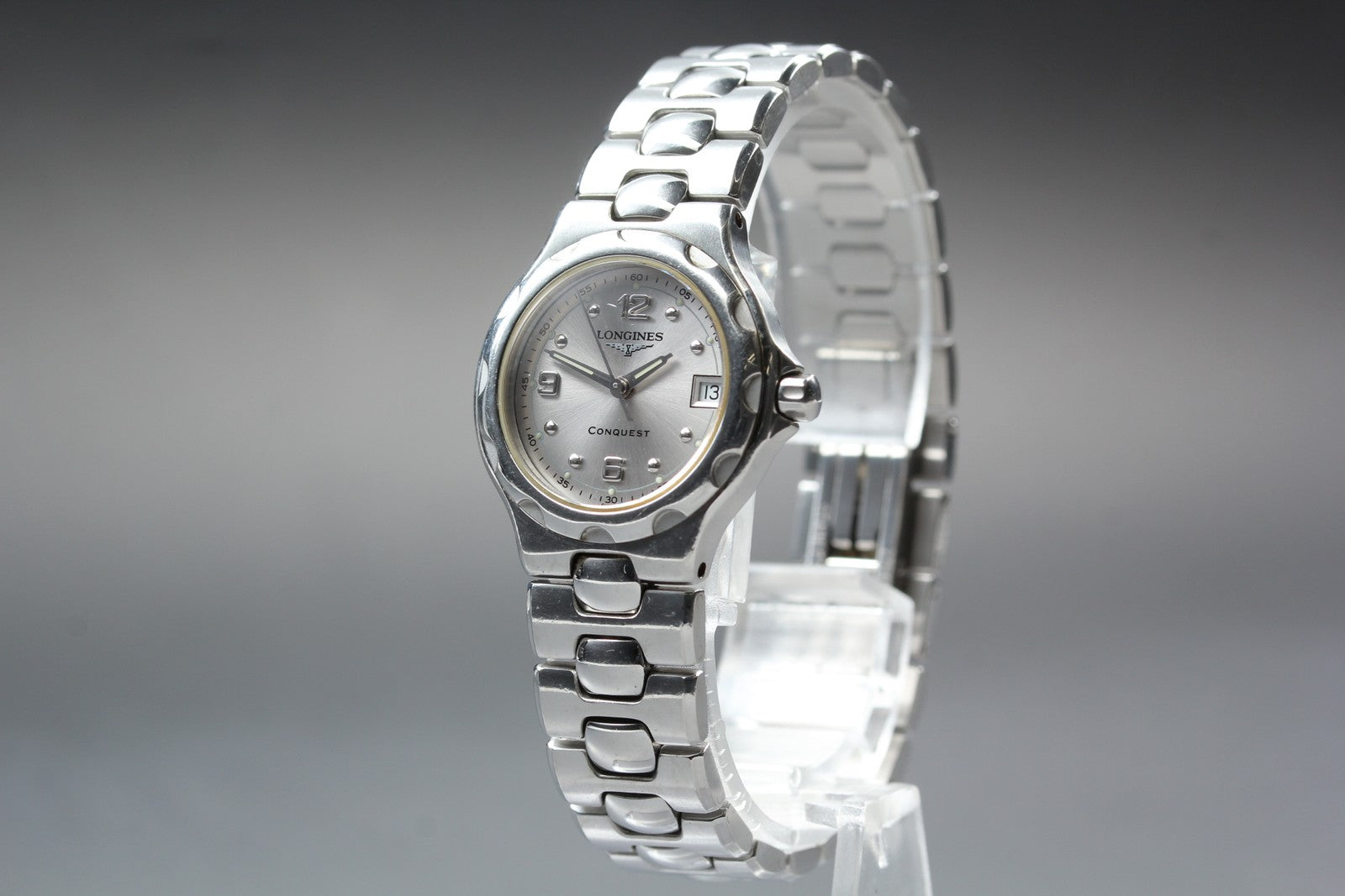 Near MINT LONGINES Conquest 25mm L1.131.4 Quartz Silver Dial Women's Vintage