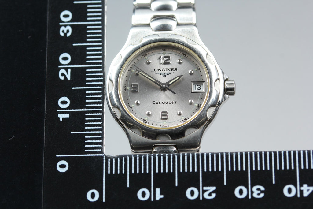 Near MINT LONGINES Conquest 25mm L1.131.4 Quartz Silver Dial Women's Vintage