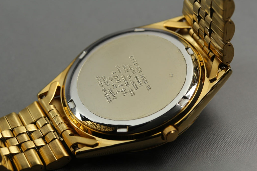 Full Set Top MINT CITIZEN CQ President 35mm 6100-S96401 Quartz Gold Men Vintage