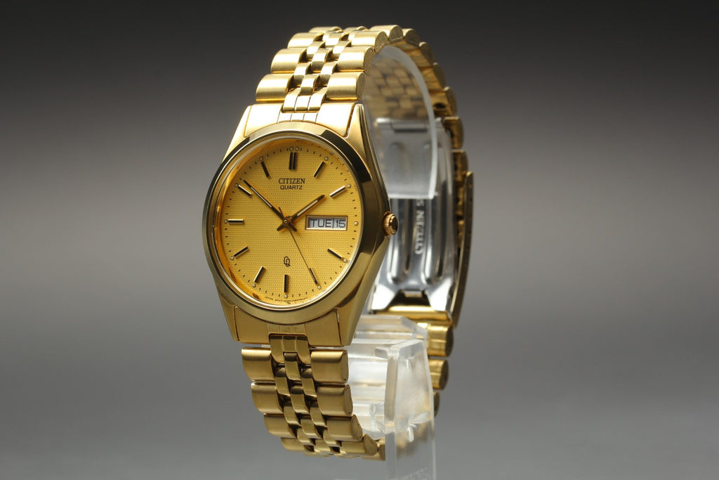 Full Set Top MINT CITIZEN CQ President 35mm 6100-S96401 Quartz Gold Men Vintage