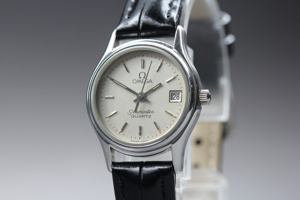 1983 OMEGA Seamaster 23mm 596.0044 Quartz Silver Dial Women's Vintage Exc+5
