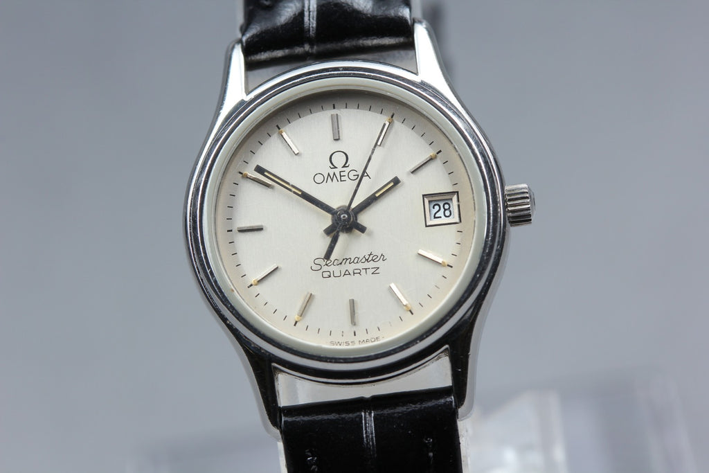 1983 OMEGA Seamaster 23mm 596.0044 Quartz Silver Dial Women's Vintage Exc+5