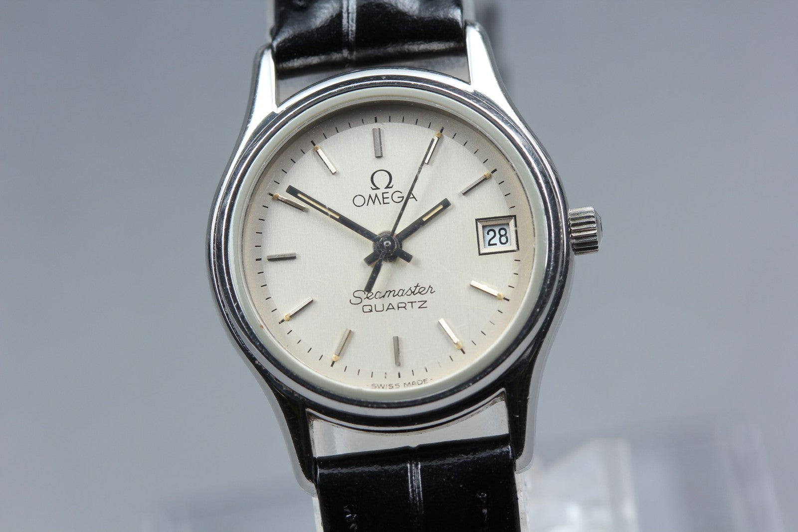 1983 OMEGA Seamaster 23mm 596.0044 Quartz Silver Dial Women's Vintage Exc+5