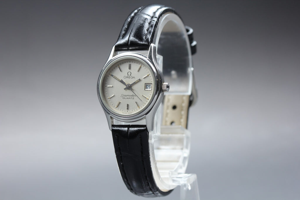 1983 OMEGA Seamaster 23mm 596.0044 Quartz Silver Dial Women's Vintage Exc+5