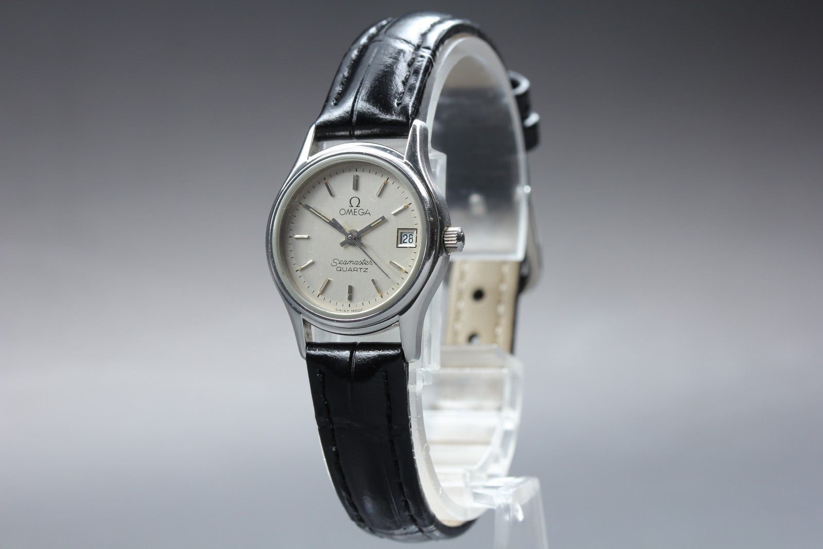 1983 OMEGA Seamaster 23mm 596.0044 Quartz Silver Dial Women's Vintage Exc+5