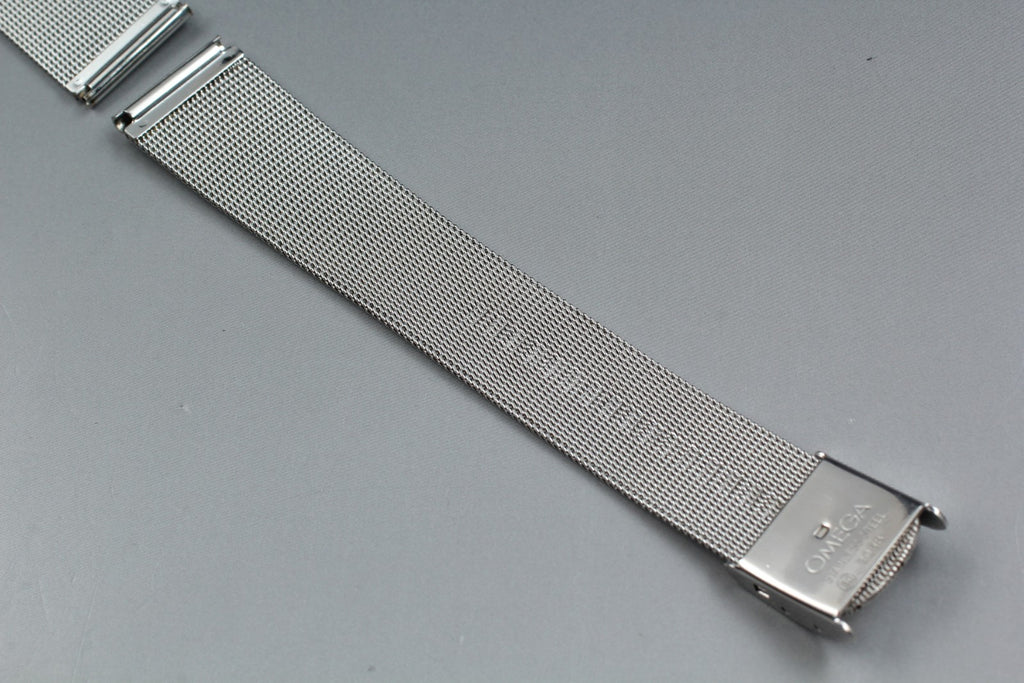 Near MINT OMEGA Milanese/Mesh Band 2058 18mm Stainless Steel Silver Men Vintage