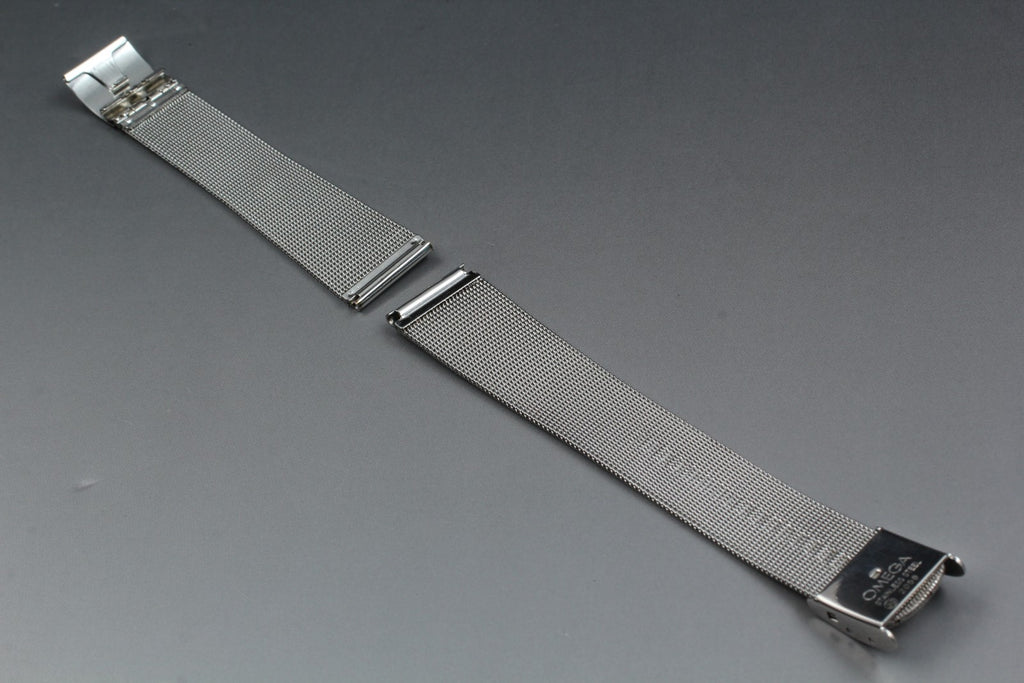 Near MINT OMEGA Milanese/Mesh Band 2058 18mm Stainless Steel Silver Men Vintage
