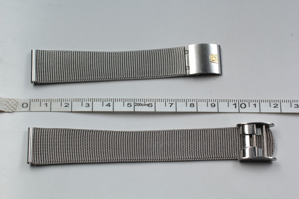 Near MINT OMEGA Milanese/Mesh Band 2058 18mm Stainless Steel Silver Men Vintage