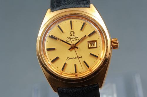 1974 Near MINT OMEGA Seamaster 26mm 566.0089 Automatic Gold Dial Women's Vintage