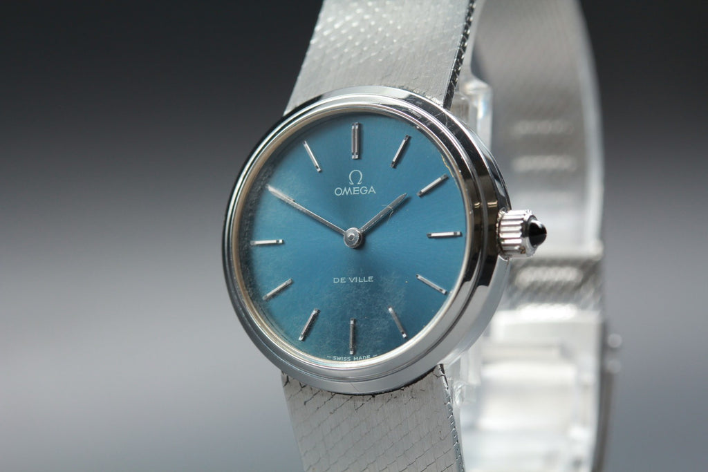 1976 OMEGA De Ville 26mm 511.0537 Manual Navy Dial Women's Watch Vintage Exc+5