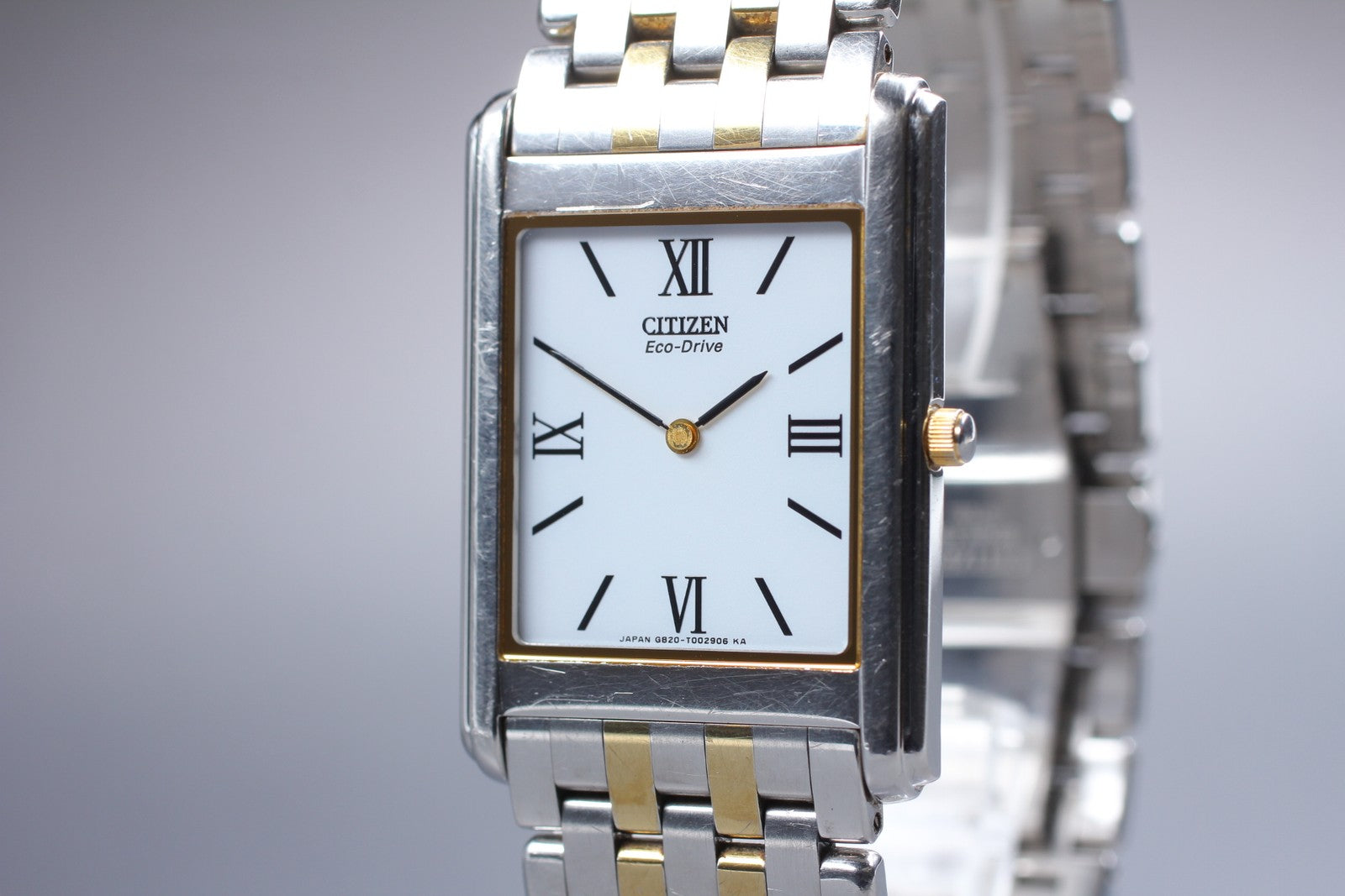 Near MINT CITIZEN Stiletto Eco-Drive 27mm G820-T001670 White Roman Tank Men's